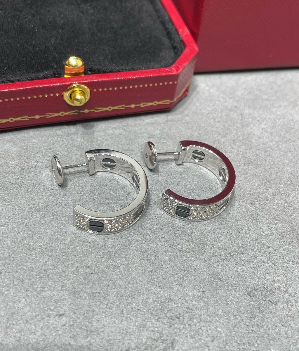 [MIRA]LOVE CERAMIC DIAMOND PAVED SILVER EARRINGS
