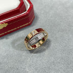[MIRA]LOVE PINK GOLD SILVER DIAMOND DOUBLE RING