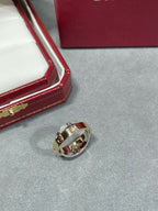 [MIRA]LOVE PINK GOLD SILVER DIAMOND DOUBLE RING