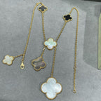 [MIRA]CLOVER 6 MOTIF MOP ONYX GOLD NECKLACE