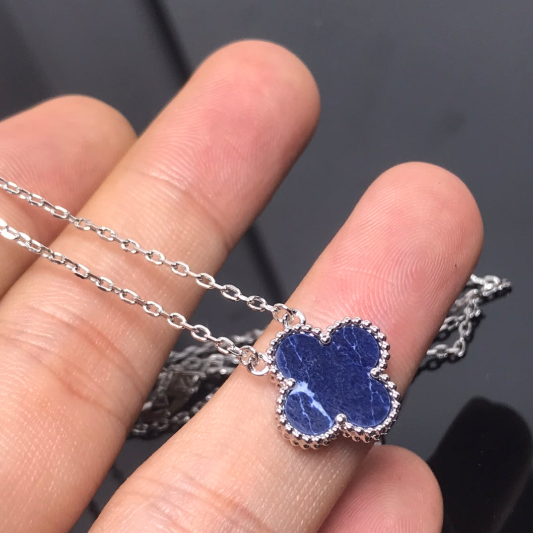 [MIRA]CLOVER PIETERSITE SILVER LONG NECKLACE