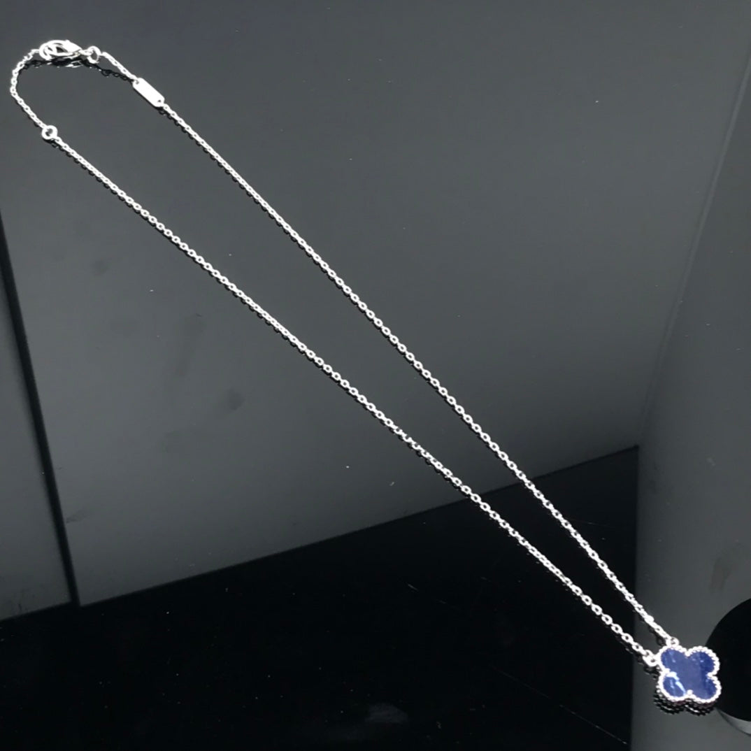 [MIRA]CLOVER PIETERSITE SILVER LONG NECKLACE
