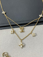 [MIRA]FLOWERGRAM GOLD MOP DOUBLE ROW NECKLACE