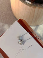 [MIRA]PERLEE DOUBLE PENDANT SILVER DIAMOND NECKLACE