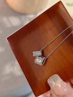 [MIRA]PERLEE DOUBLE PENDANT SILVER DIAMOND NECKLACE