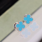 [MIRA]CLOVER MINI TURQUOISE SILVER STUD EARRINGS