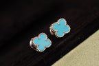 [MIRA]CLOVER MINI TURQUOISE SILVER STUD EARRINGS