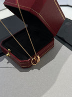 [MIRA]LOVE NECKLACE DOUBLE RING PINK GOLD