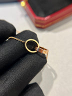 [MIRA]LOVE NECKLACE DOUBLE RING PINK GOLD