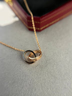 [MIRA]LOVE NECKLACE DOUBLE RING PINK GOLD