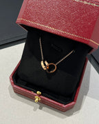 [MIRA]LOVE NECKLACE DOUBLE RING PINK GOLD