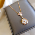 [MIRA]STAR AND SUN WHITE MOP 2 MOTIF PINK GOLD NECKLACE