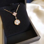 [MIRA]STAR AND SUN WHITE MOP 2 MOTIF PINK GOLD NECKLACE