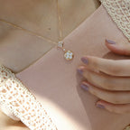 [MIRA]STAR AND SUN WHITE MOP 2 MOTIF PINK GOLD NECKLACE