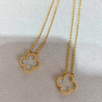 [MIRA]CLOVER ROCK CRYSTAL ROSE GOLD NECKLACE