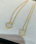 [MIRA]CLOVER ROCK CRYSTAL ROSE GOLD NECKLACE