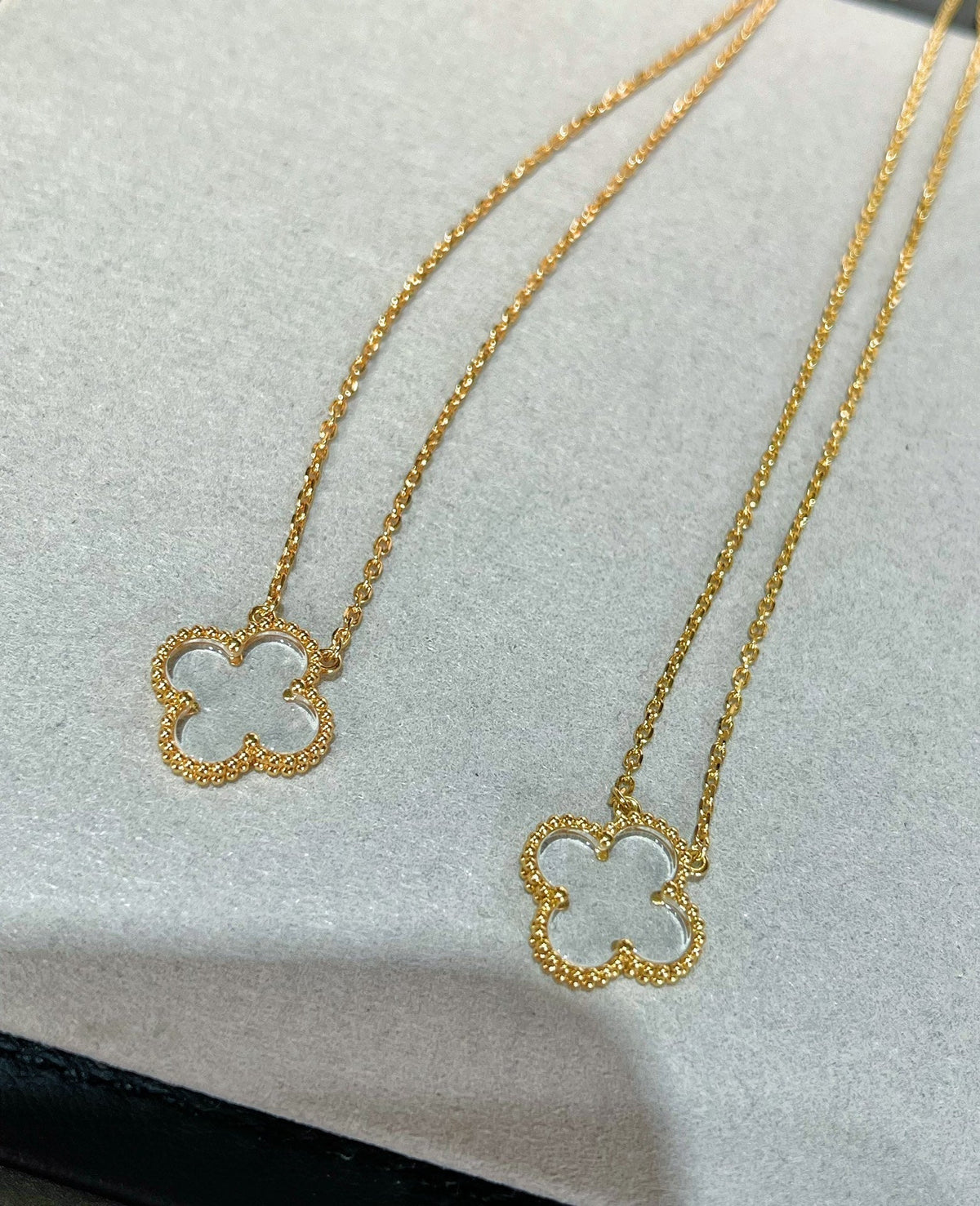 [MIRA]CLOVER ROCK CRYSTAL ROSE GOLD NECKLACE