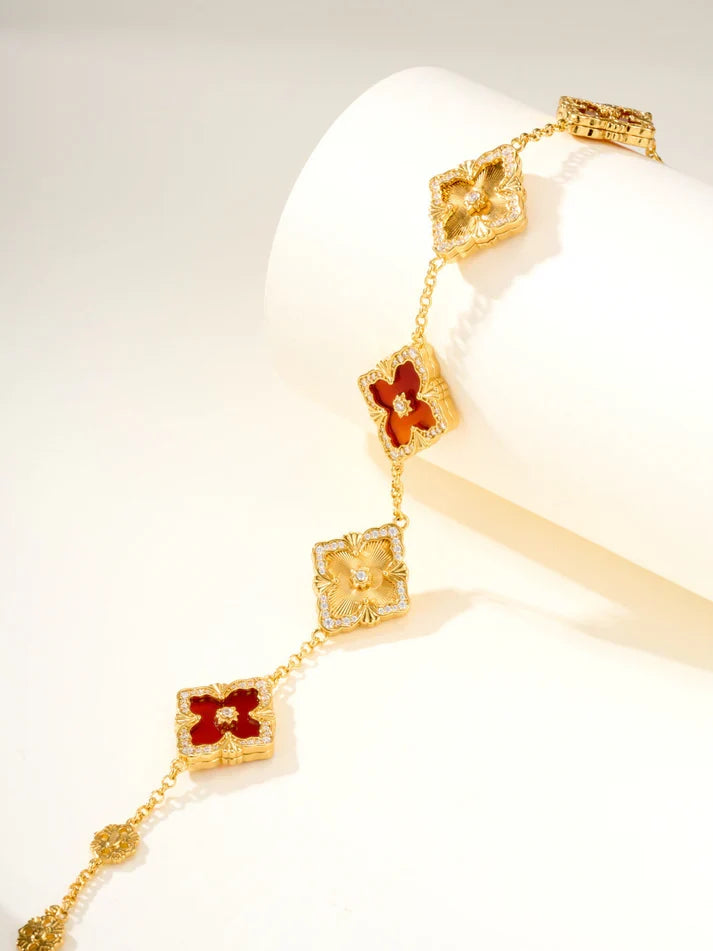 [MIRA]B.C.L ENAMELED Five-Flower Bracelet£¨Various Colors) BIG SIZE