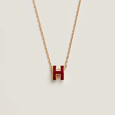 [MIRA]HM CLIC RED ENAMEL GOLD NECKLACE