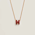 [MIRA]HM CLIC RED ENAMEL GOLD NECKLACE