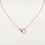 [MIRA]LOVE 7.6MM NECKLACE ROSE GOLD AND SILVER  FULL DIAMOND