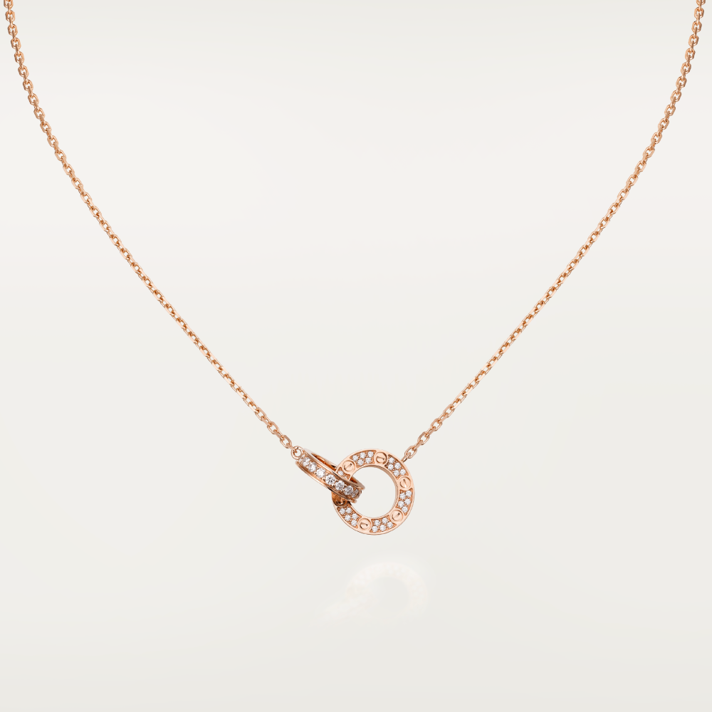 [MIRA]LOVE 7.6MM NECKLACE ROSE GOLD AND SILVER  FULL DIAMOND