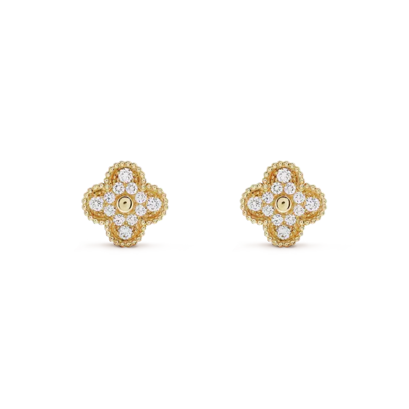 [MIRA]CLOVER MEDIUM 1 MOTIFS FUll DIAMOND EARRINGS