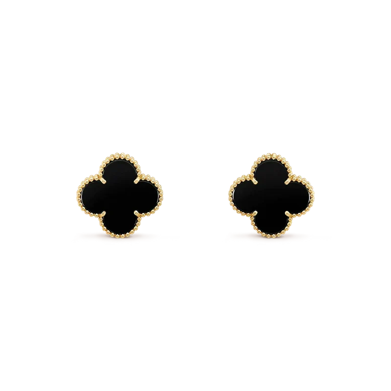 [MIRA]CLOVER MEDIUM 1 MOTIFS  ONYX STUD EARRINGS