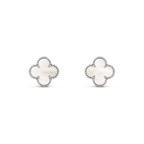 [MIRA]CLOVER MEDIUM 1 MOTIFS  WHITE MOP EARRINGS SILVER