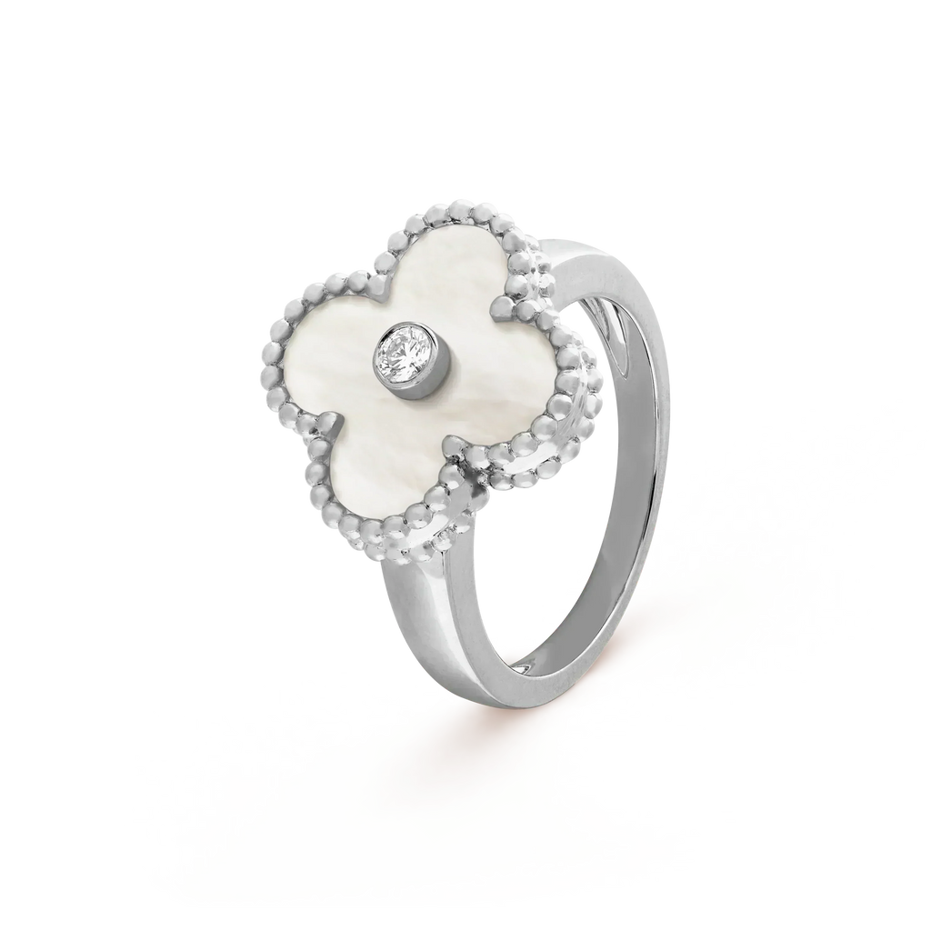 [MIRA]CLOVER SILVER MOP DIAMOND RING