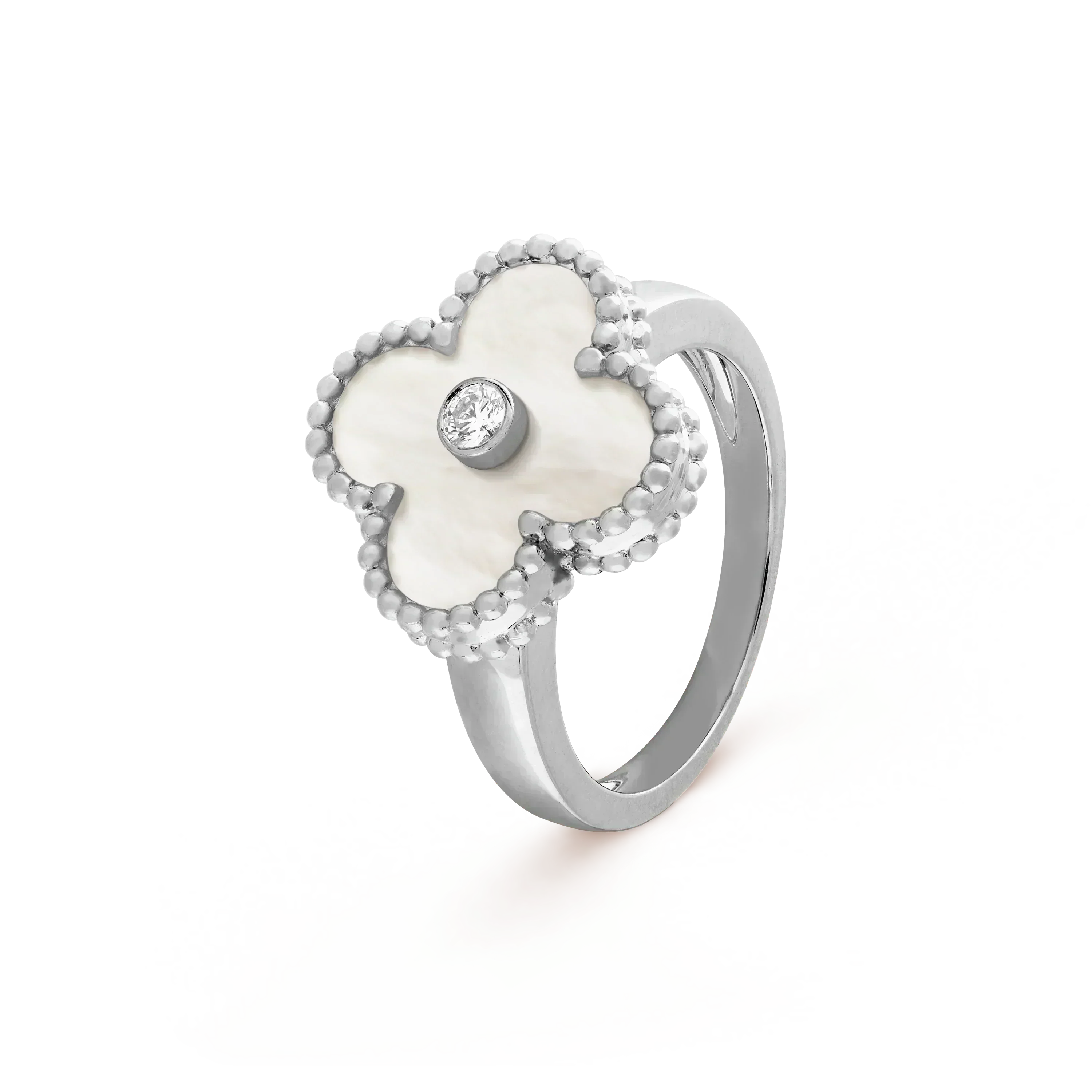 [MIRA]CLOVER SILVER MOP DIAMOND RING