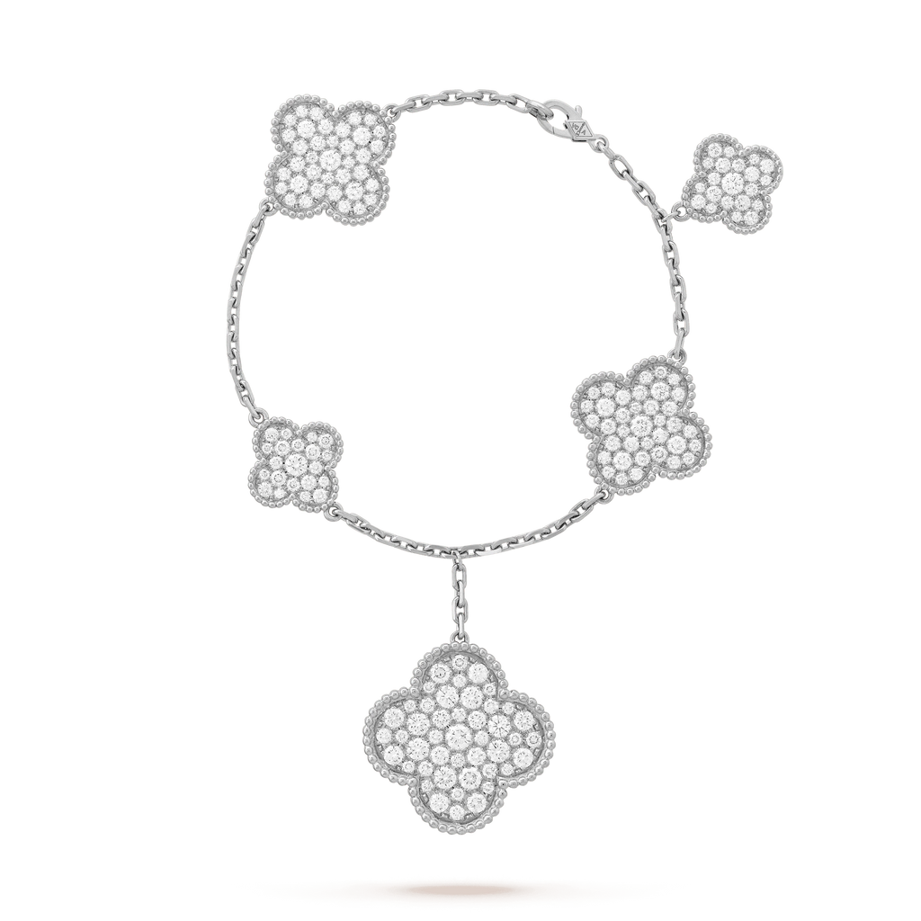 [MIRA]CLOVER 6 MOTIFS SILVER DIAMOND BRACELET