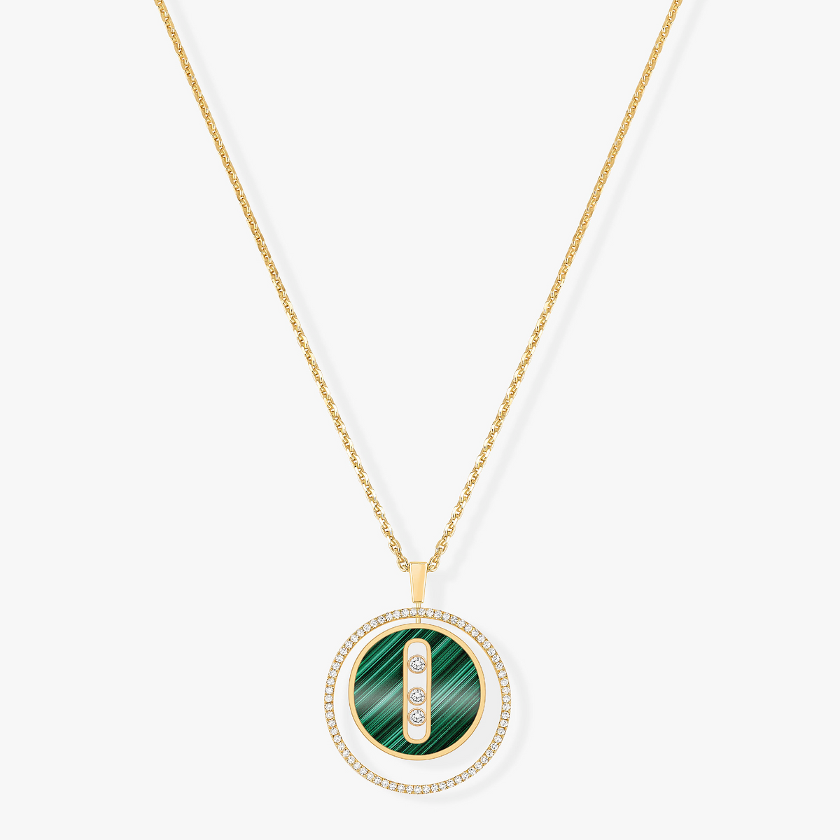 [MIRA]LUCKY MOVE 3 DIAMOND MALACHITE GOLD DIAMOND NECKLACE