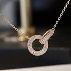 [MIRA]LOVE 7.6MM NECKLACE ROSE GOLD AND SILVER  FULL DIAMOND