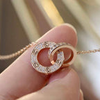[MIRA]LOVE 7.6MM NECKLACE ROSE GOLD AND SILVER  FULL DIAMOND