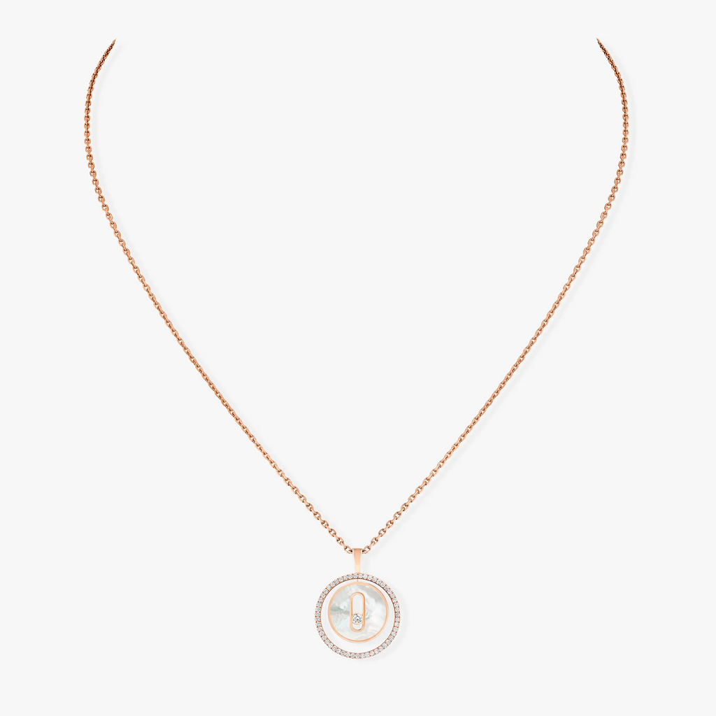 [MIRA]LUCKY MOVE 1 DIAMOND WHITE MOTHER OF PEARL PINK GOLD DIAMOND NECKLACE