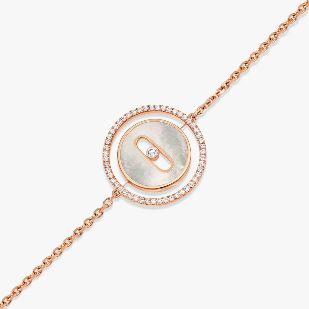 [MIRA]MOVE WHITE MOTHER OF PEARL PINK GOLD DIAMOND BRACELET