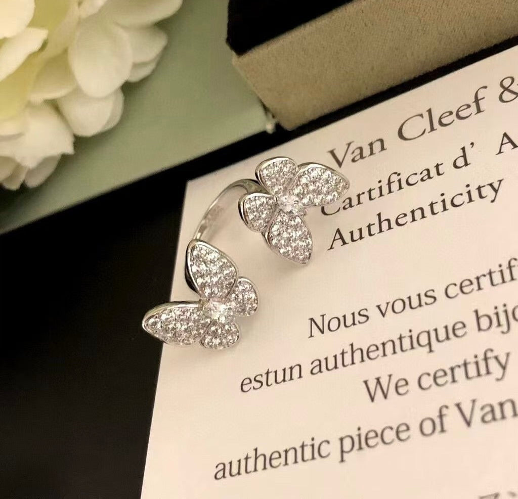 [MIRA]TWIN SILVER BUTTERFLY DIAMOND RING