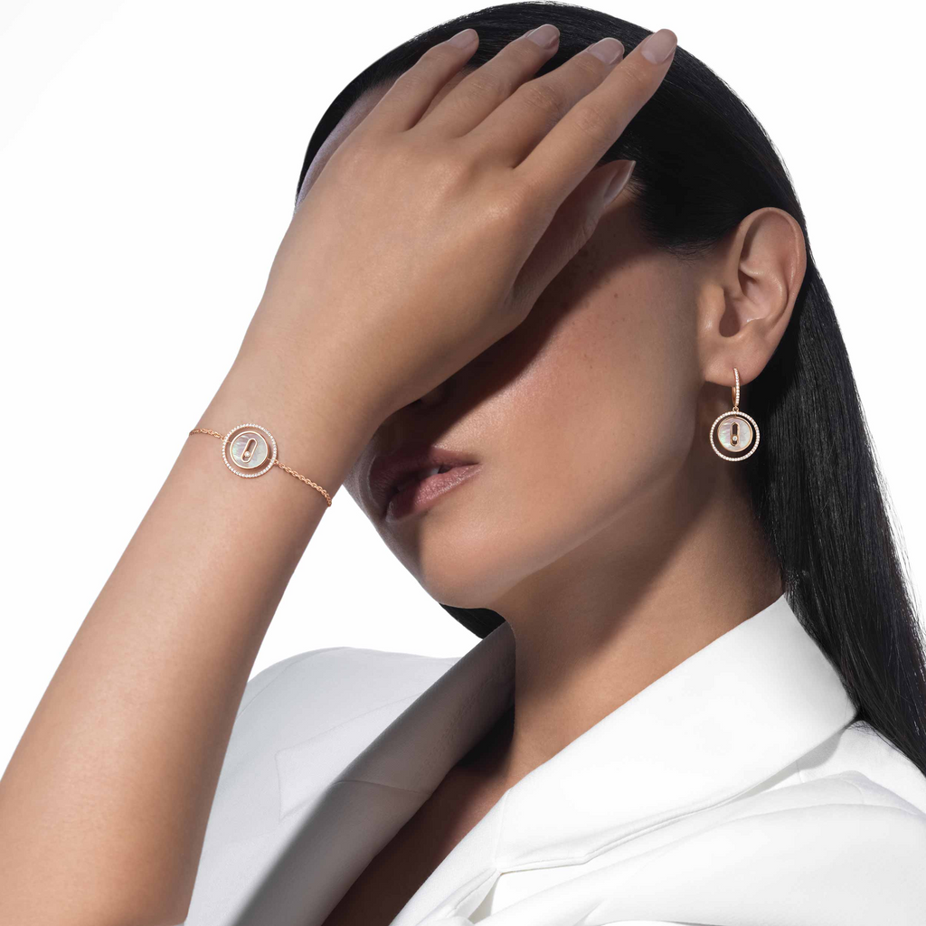 [MIRA]MOVE WHITE MOTHER OF PEARL PINK GOLD DIAMOND BRACELET