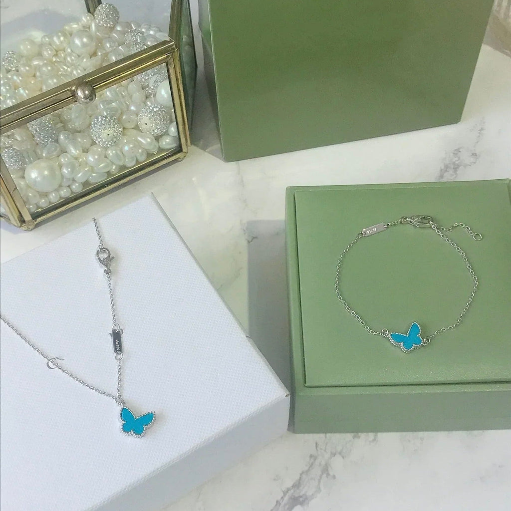 [MIRA]BUTTERFLY TURQUOISE BUTTERFLY BRACELET SILVER