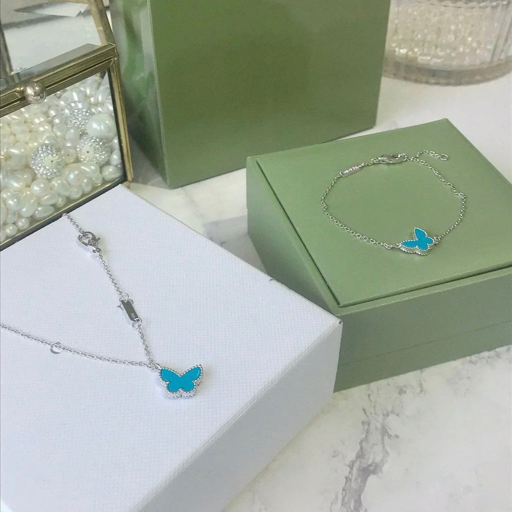 [MIRA]BUTTERFLY TURQUOISE BUTTERFLY BRACELET SILVER