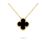 [MIRA]CLOVER 15MM BLACK ONYX SINGLE FLOWER NECKLACE