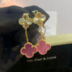 [MIRA] NEW CLOVER 2 MOTIF PINK ENAMEL EARRINGS