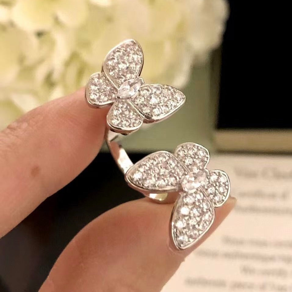 [MIRA]TWIN SILVER BUTTERFLY DIAMOND RING