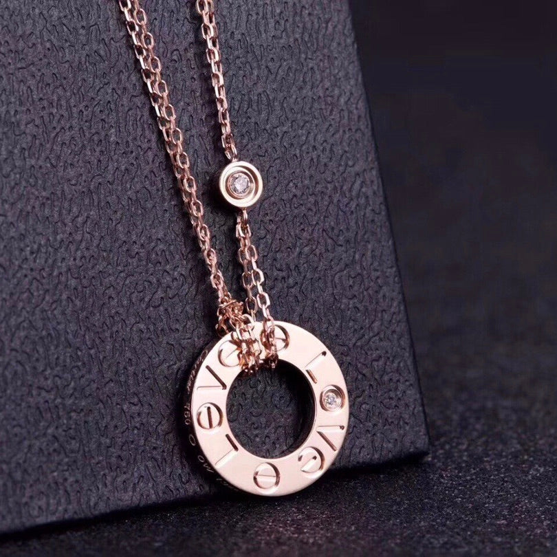 [MIRA]LOVE NECKLACE 16MM 2 DIAMONDS
