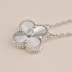 [MIRA]CLOVER  15MM DIAMOND LASER NECKLACE SILVER