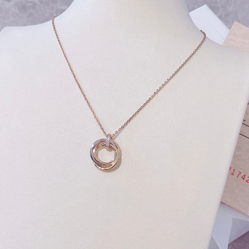 [MIRA]TRINITY NECKLACE GOLD  DIAMONDS
