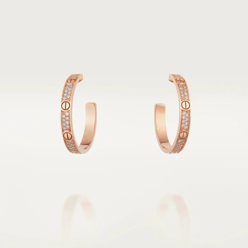 [MIRA]LOVE DIAMOND PINK GOLD HOOP EARRINGS