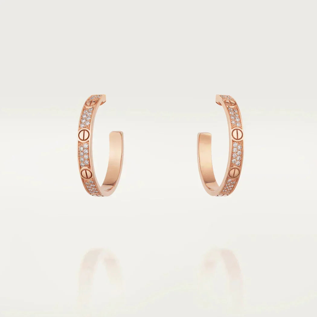[MIRA]LOVE DIAMOND PINK GOLD HOOP EARRINGS
