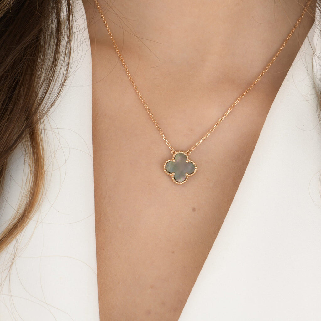 [MIRA]CLOVER 15MM  GRAY MOTHER OF PEARL NECKLACE